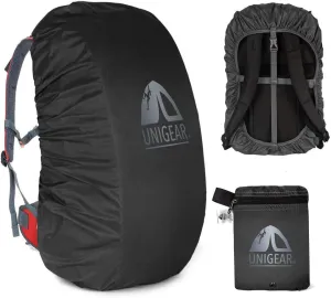 Unigear Backpack Rain Cover Waterproof Rating 5000mm Ultraportable and Durable with 2 Anti-Slip Buckle Strap, Integrated Carry Pouch Design (Black, Meidum)
