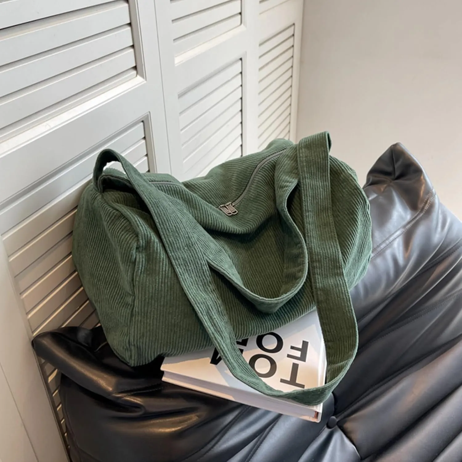 Unisex Corduroy Bag Tote Bag Large Ladies Shopper Bag Messenger Bag for Everyday/Office/Travelling