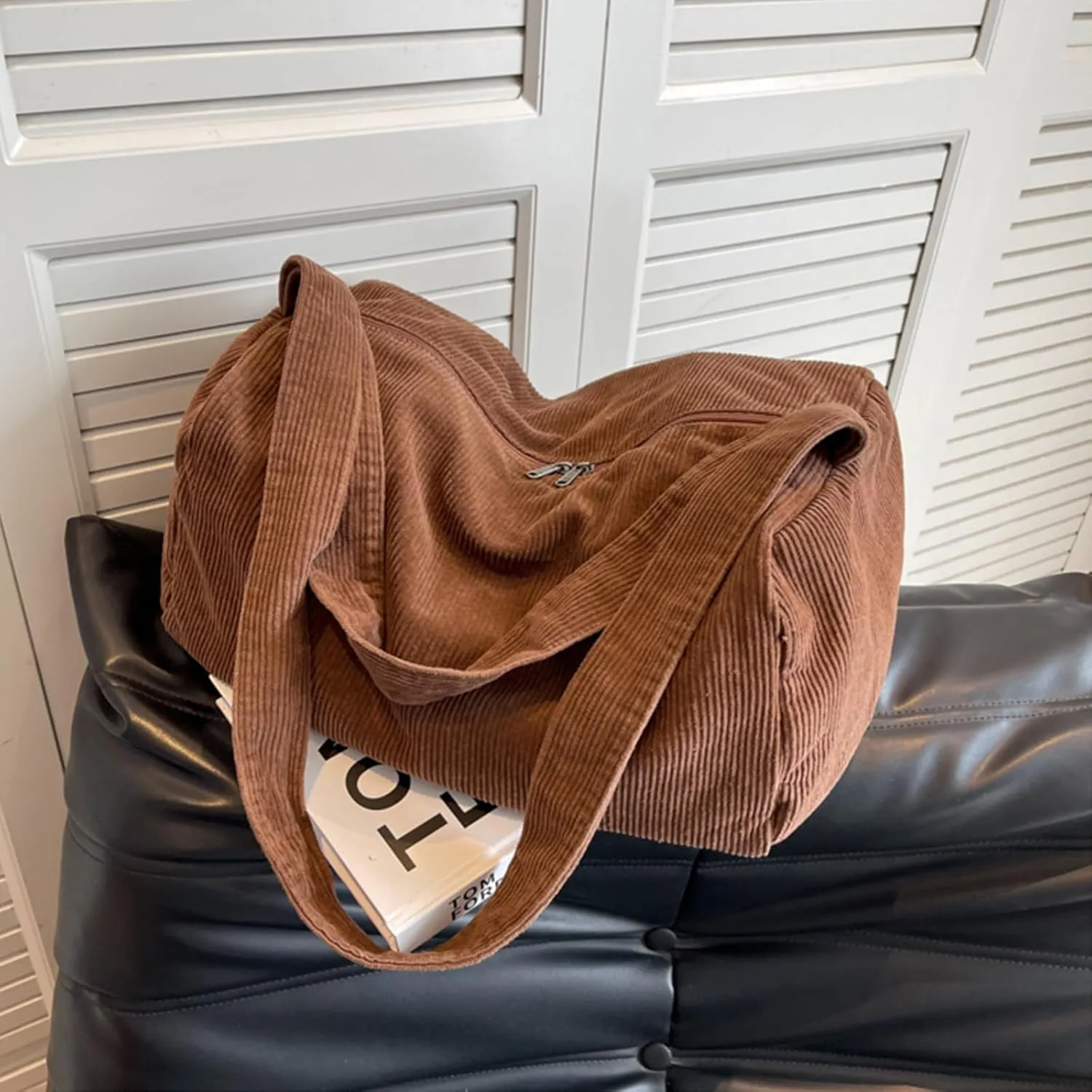 Unisex Corduroy Bag Tote Bag Large Ladies Shopper Bag Messenger Bag for Everyday/Office/Travelling