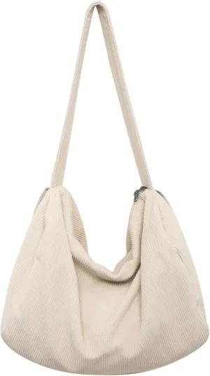 Unisex Corduroy Bag Tote Bag Large Ladies Shopper Bag Messenger Bag for Everyday/Office/Travelling
