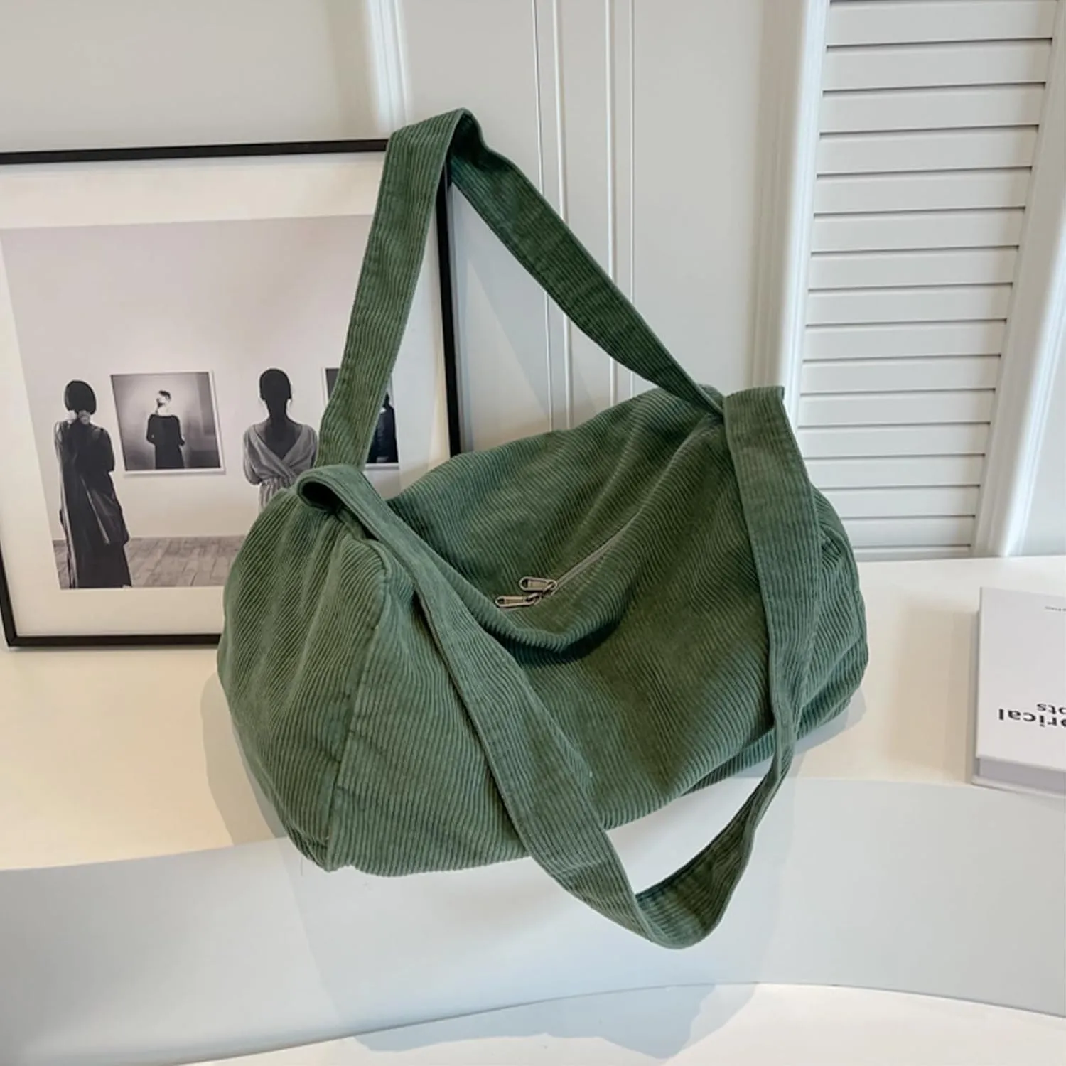 Unisex Corduroy Bag Tote Bag Large Ladies Shopper Bag Messenger Bag for Everyday/Office/Travelling