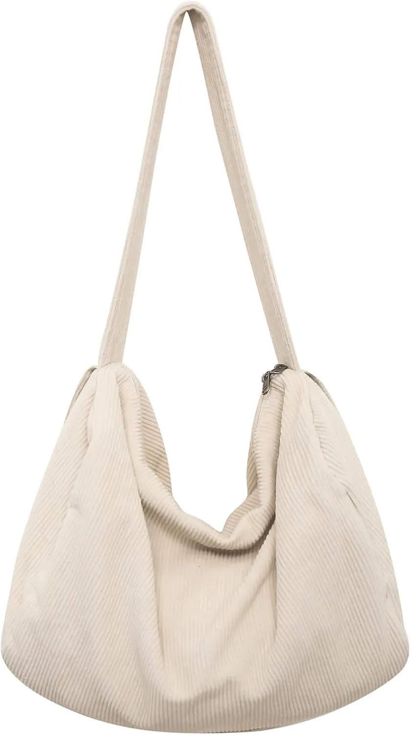 Unisex Corduroy Bag Tote Bag Large Ladies Shopper Bag Messenger Bag for Everyday/Office/Travelling