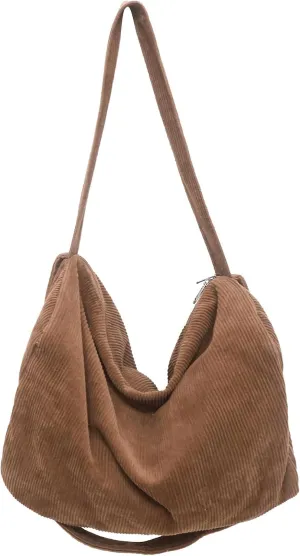 Unisex Corduroy Bag Tote Bag Large Ladies Shopper Bag Messenger Bag for Everyday/Office/Travelling