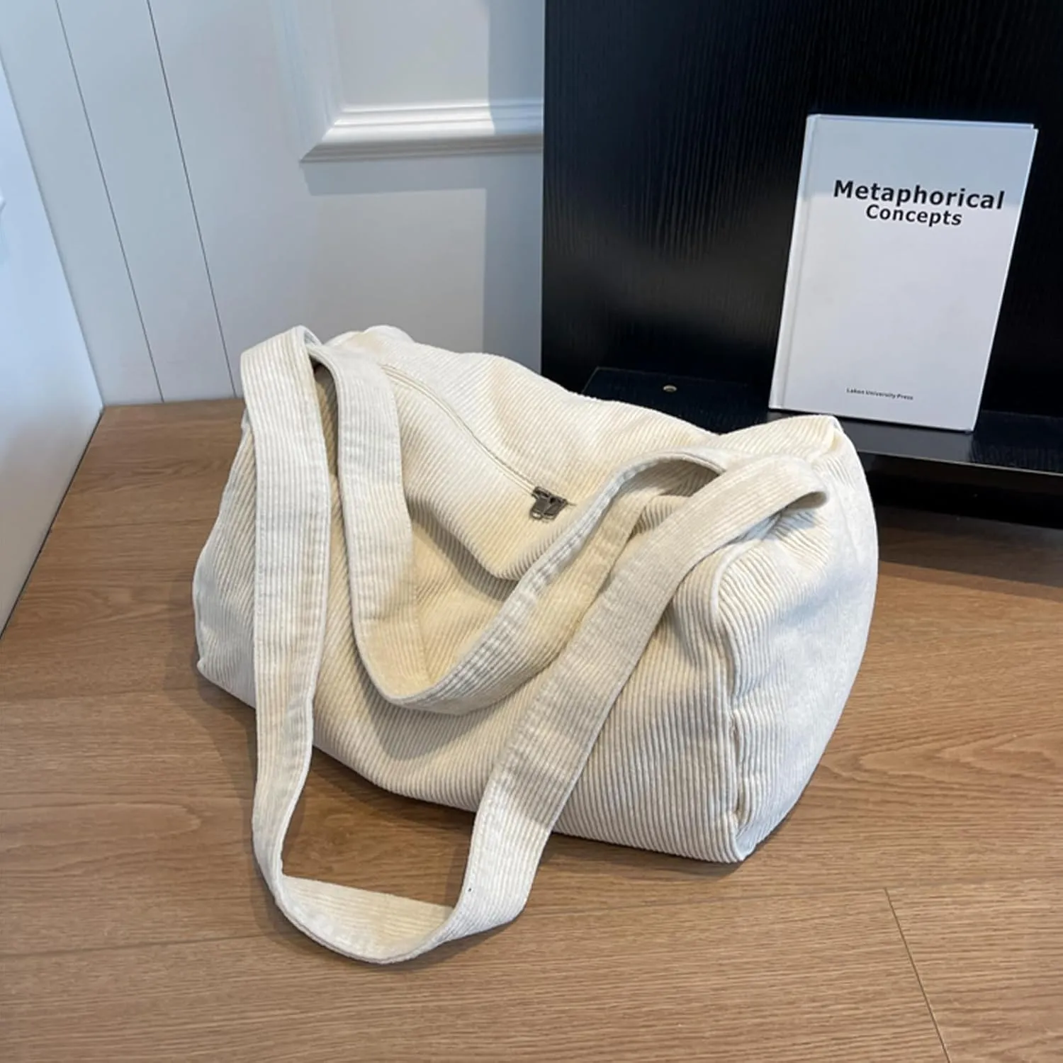 Unisex Corduroy Bag Tote Bag Large Ladies Shopper Bag Messenger Bag for Everyday/Office/Travelling