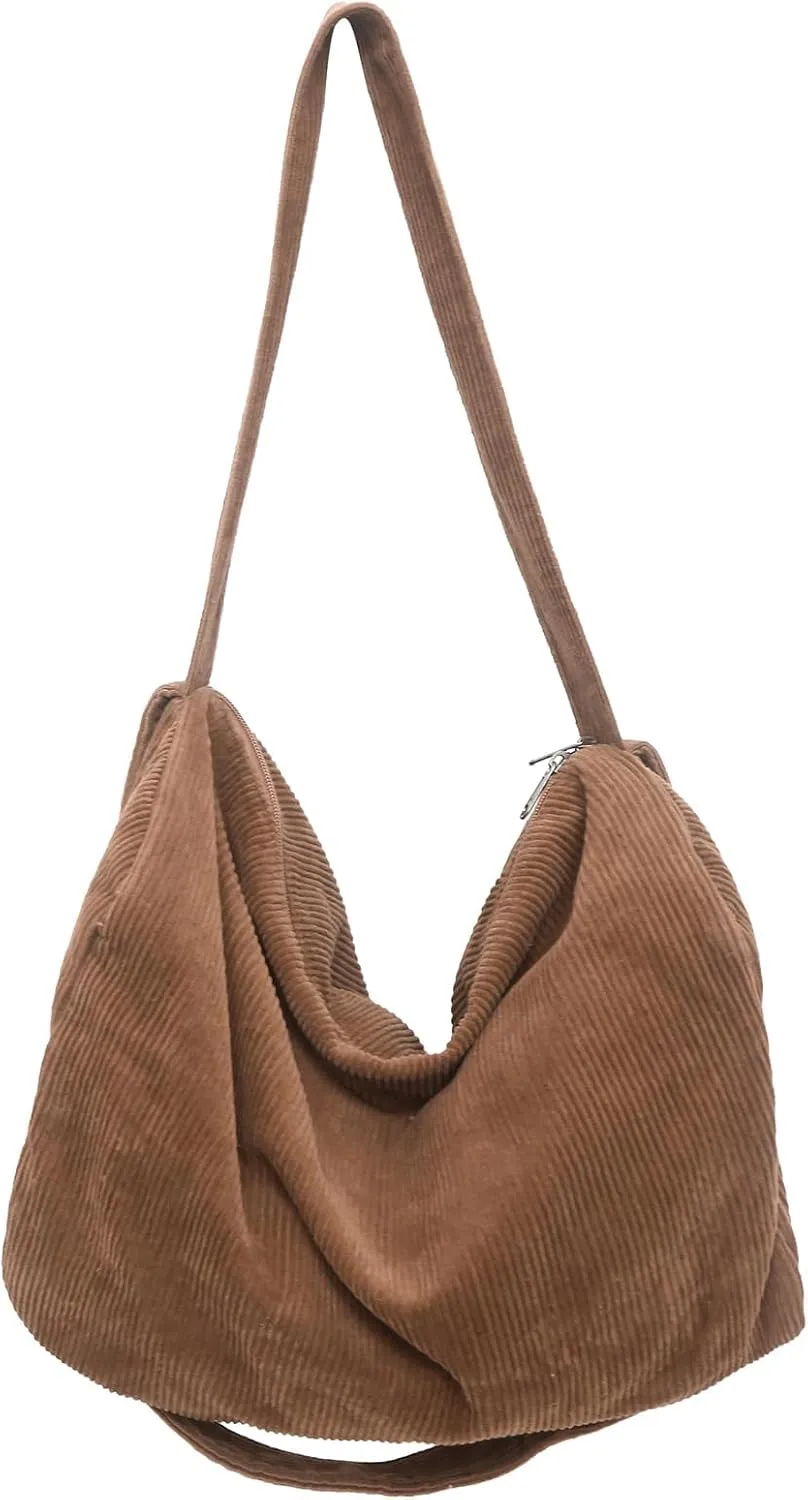 Unisex Corduroy Bag Tote Bag Large Ladies Shopper Bag Messenger Bag for Everyday/Office/Travelling