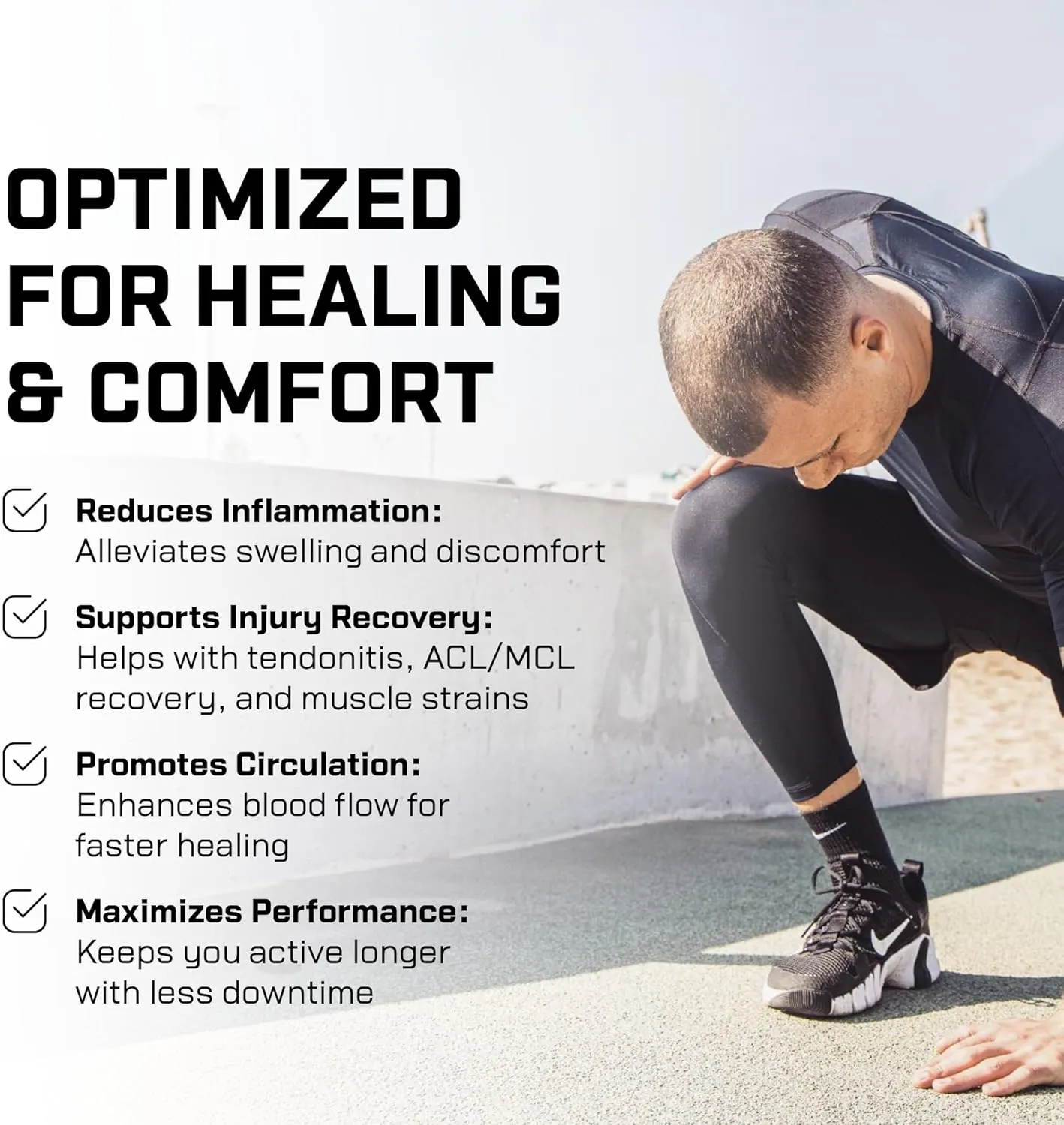 Unisex Recovery Rx Compression Leg Sleeves – 360° Graduated Injury Relief & Sorenes – Supports Circulation – Made in USA