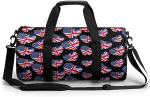 United Kingdom And U.S. Flag Travel Duffel Bag Gym Bags Sports Tote Shoulder Weekender Handbag for Men Women