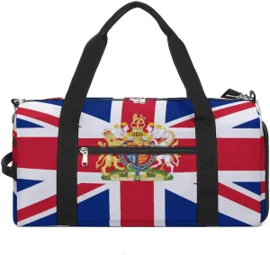 United Kingdom Coat of Arms Flag Funny Gym Bag Travel Tote Bag Duffel Bag with Shoe Compartment for Weekender Sports Vacation