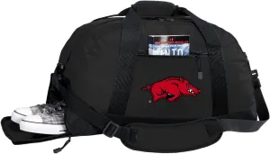 University of Arkansas Duffle Bag or Suitcase - Arkansas Razorbacks Gym Bag w/SHOE POCKETS (Black)