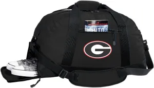 University of Georgia Duffel Bag - Georgia Bulldogs Gym Bags w/SHOE POCKET (Black)