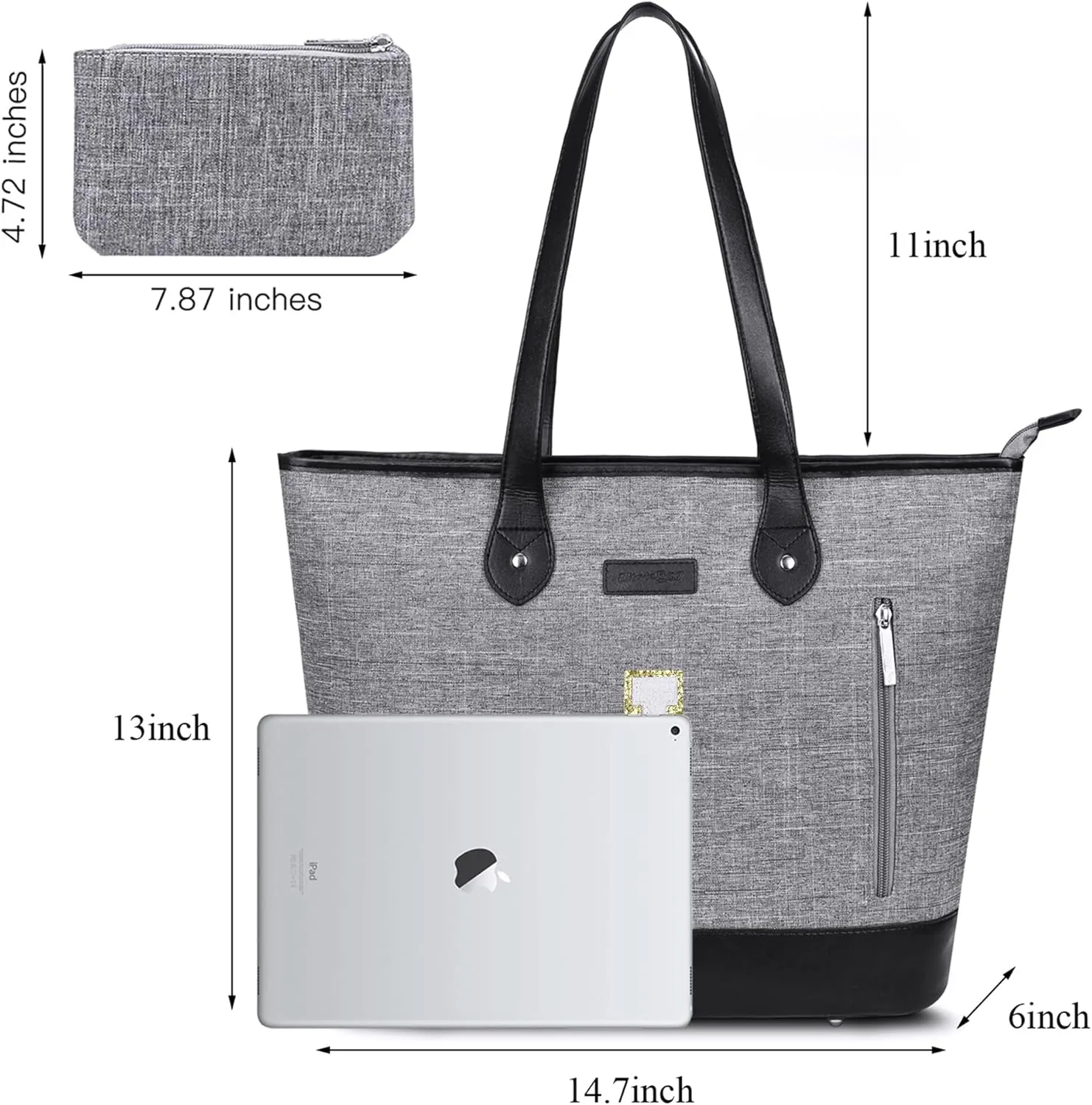 UTOTEBAG Laptop Tote Bag for Women 15.6 Inch Waterproof Leather Computer Work Bags Initial Business Briefcase Gifts for Women