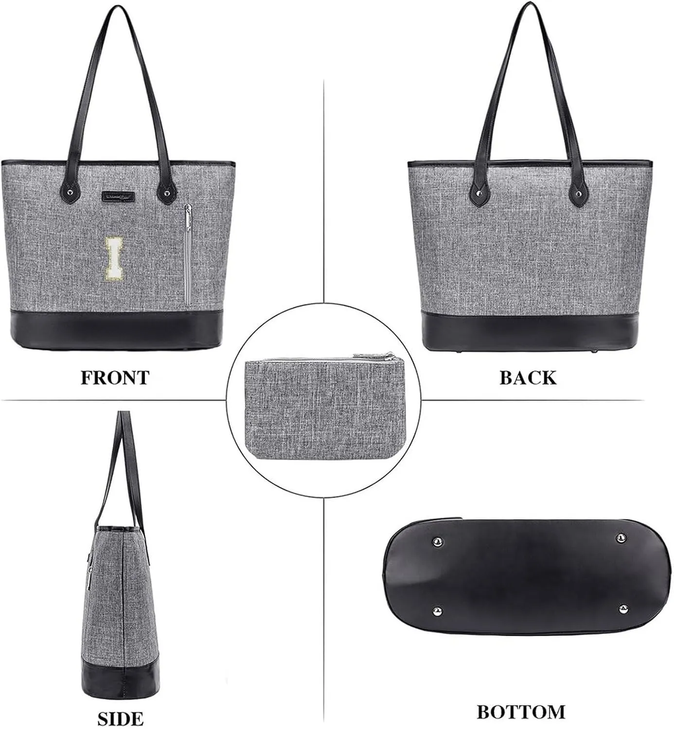 UTOTEBAG Laptop Tote Bag for Women 15.6 Inch Waterproof Leather Computer Work Bags Initial Business Briefcase Gifts for Women