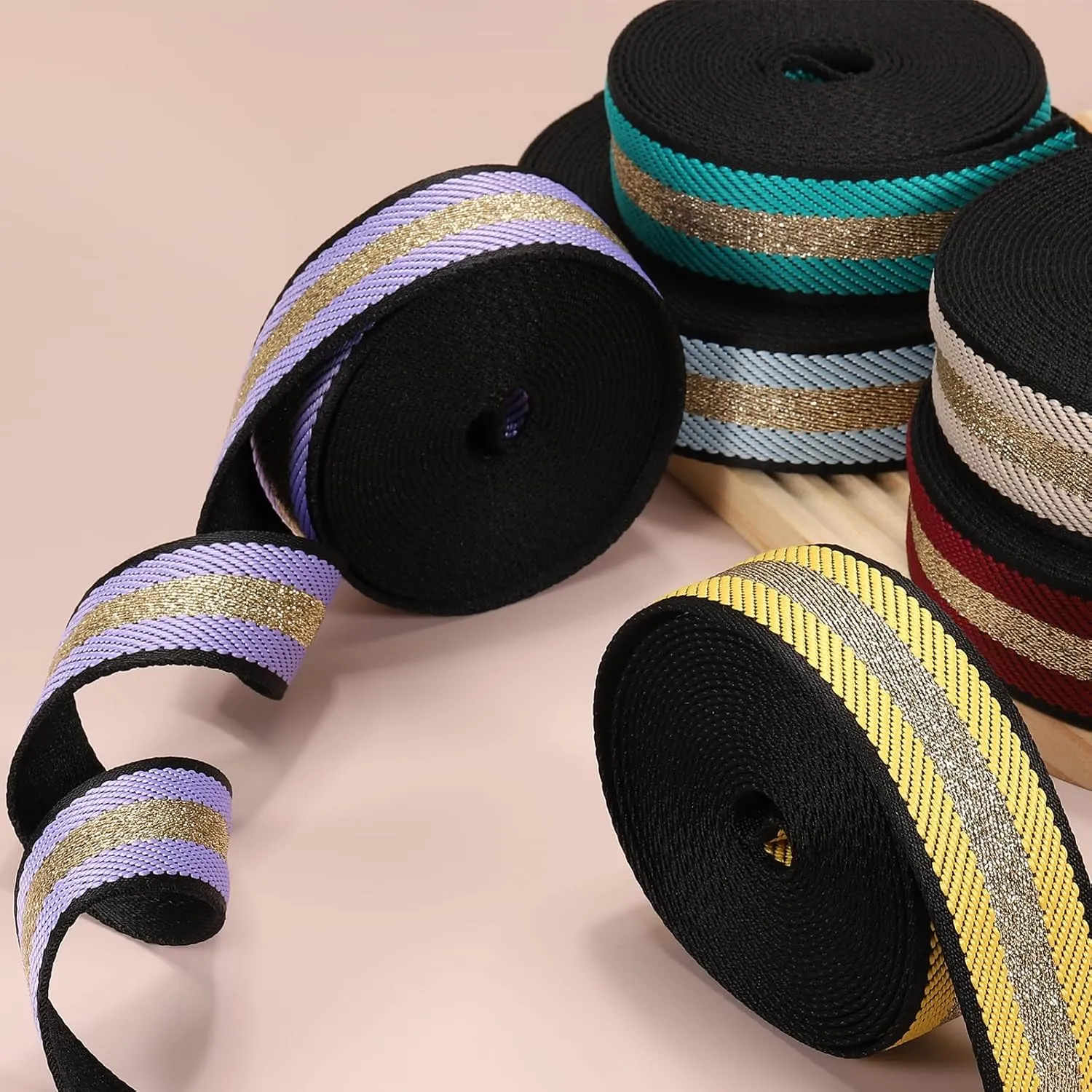 uxcell 10 Yards Nylon Webbing Strap, 1 3/8-inch(38mm) Striped Webbing Straps Nylon Heavy Duty Webbing Strap Nylon Strap Belt for Backpack Crafts, Purple
