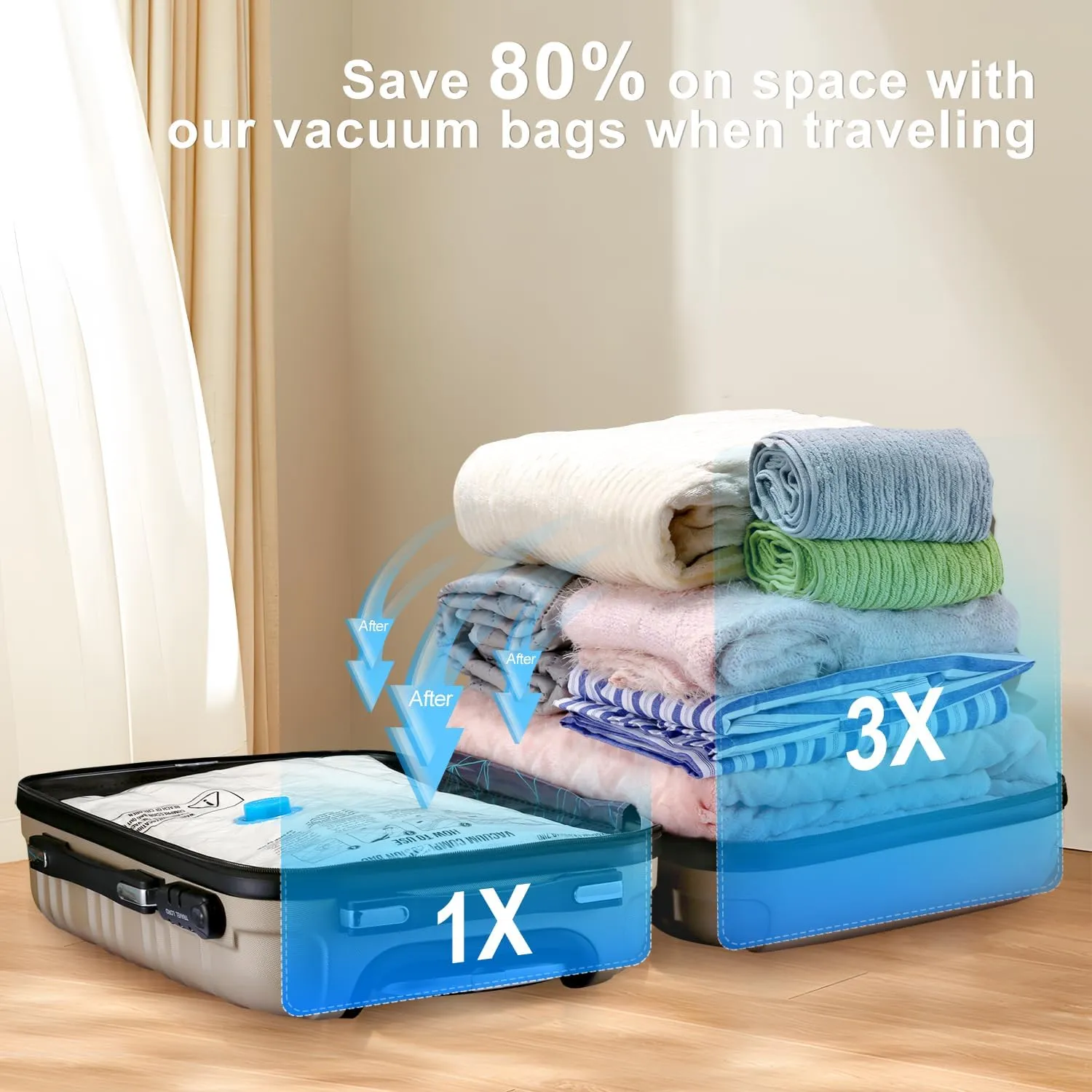 Vacuum Bags for Travel - Space Saver Vacuum Storage Bags Combo (12 Pack)