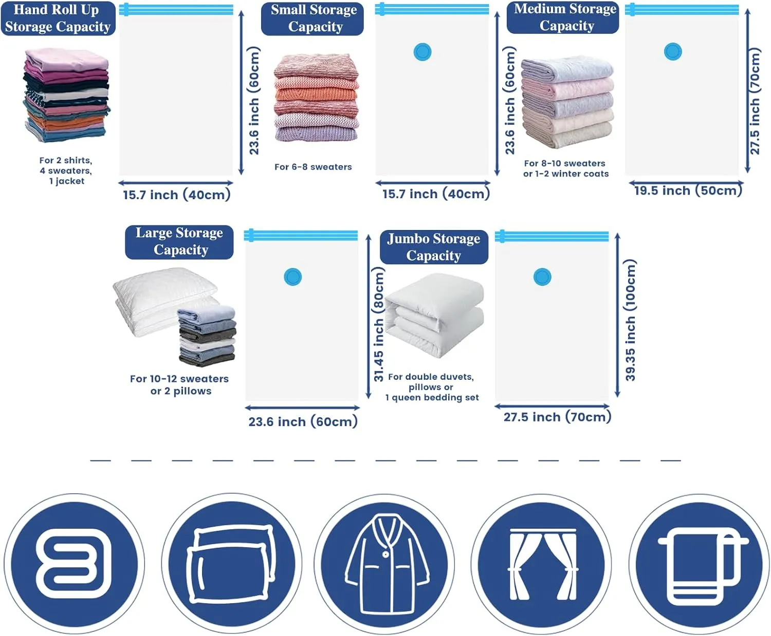 Vacuum Storage Bags, 10 Jumbo Space Saver Bags Compression for Comforters, Bedding and Blankets, Vacuum Sealed Bags Clothes Storage Travel Essentials