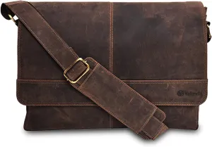 VALENCHI 14" Leather Messenger Bag
