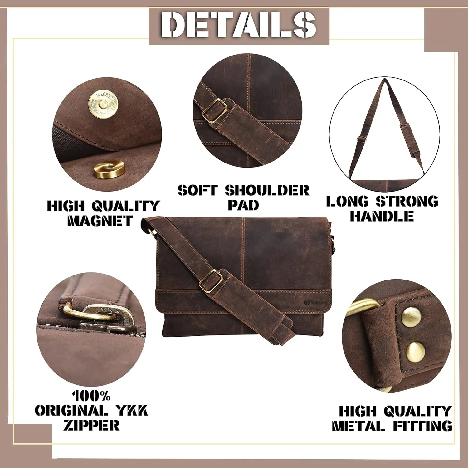 VALENCHI 14" Leather Messenger Bag