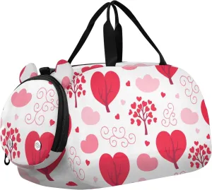 Valentine Trees with Hearts Duffel Bags for Boys Small Gym Bags for Teens Dance Bag for Girls