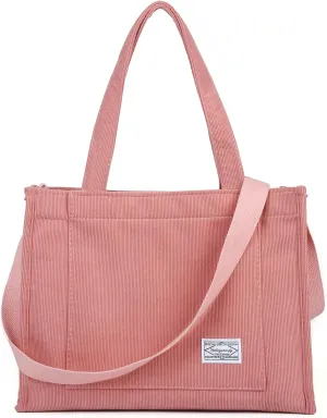 Valleycomfy Tote Bag for Women Corduroy Crossbody Tote Bag Purse Women Travel Shoulder Bags Work Handbags Everyday Hobo Bag