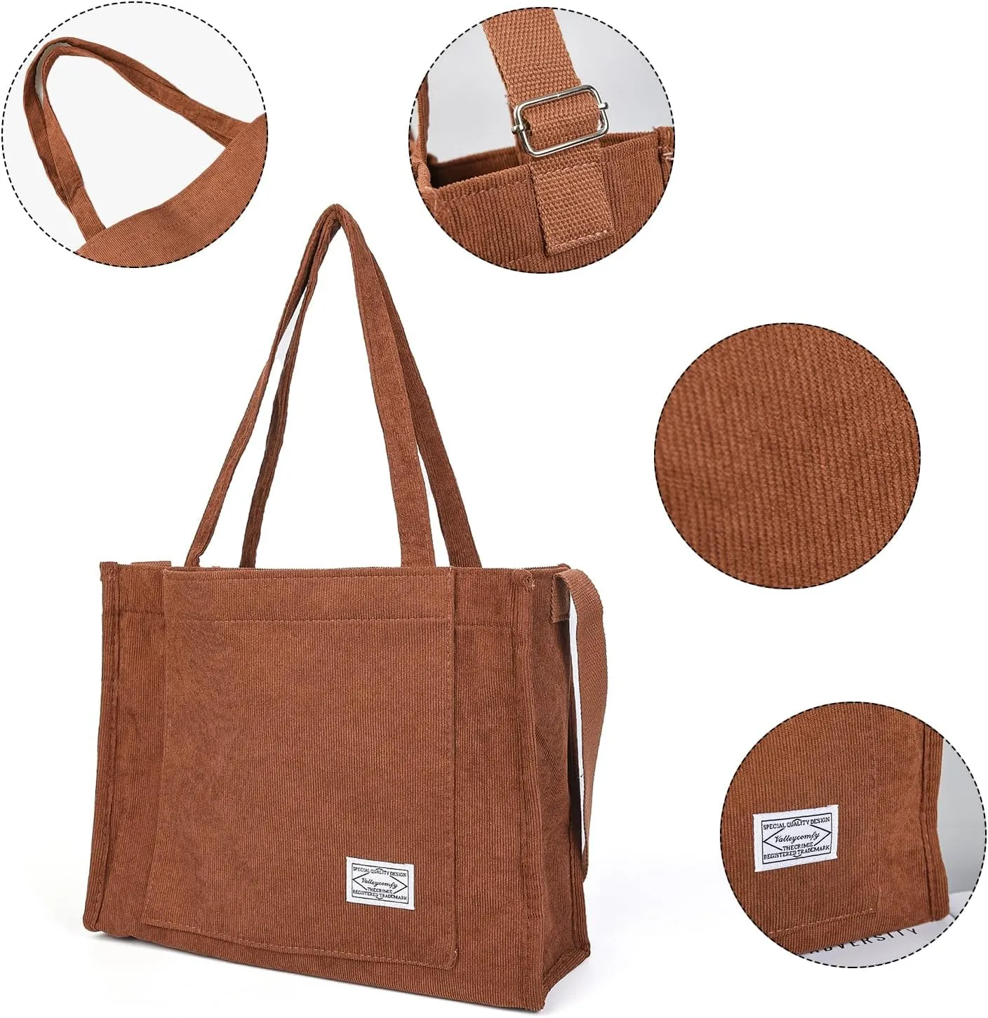 Valleycomfy Tote Bag for Women Corduroy Crossbody Tote Bag Purse Women Travel Shoulder Bags Work Handbags Everyday Hobo Bag