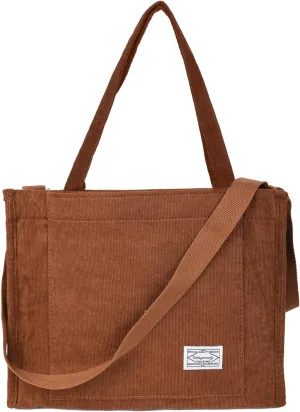 Valleycomfy Tote Bag for Women Corduroy Crossbody Tote Bag Purse Women Travel Shoulder Bags Work Handbags Everyday Hobo Bag