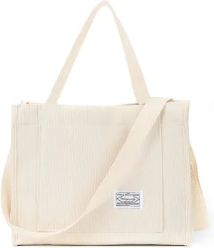 Valleycomfy Tote Bag for Women Corduroy Crossbody Tote Bag Purse Women Travel Shoulder Bags Work Handbags Everyday Hobo Bag