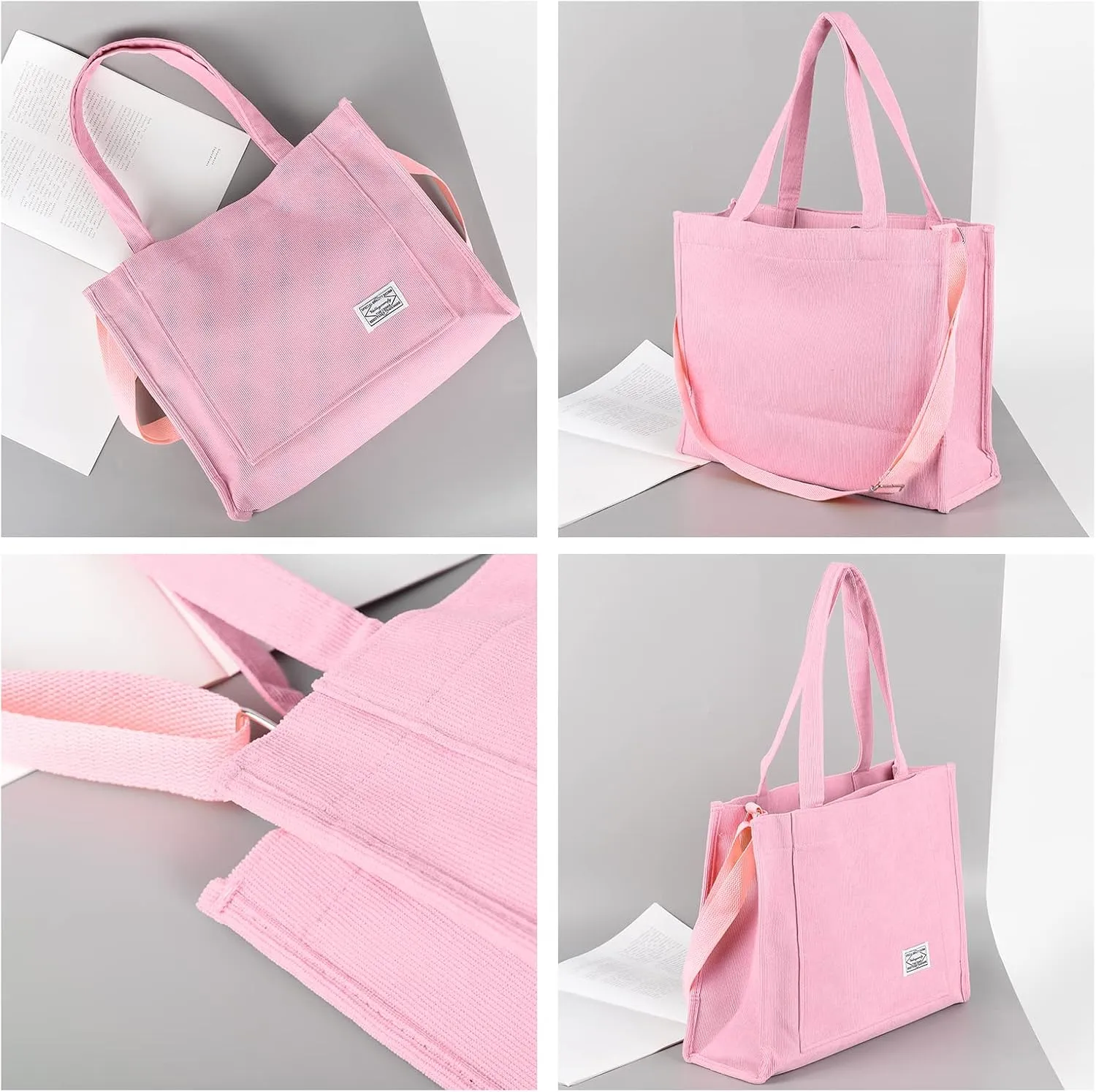 Valleycomfy Tote Bag for Women Corduroy Crossbody Tote Bag Purse Women Travel Shoulder Bags Work Handbags Everyday Hobo Bag