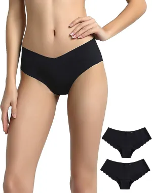 Vanever Women's No VPL Panties, 2 Pack, Invisible Hipster Underwear, Low Rise Bikini Underwear