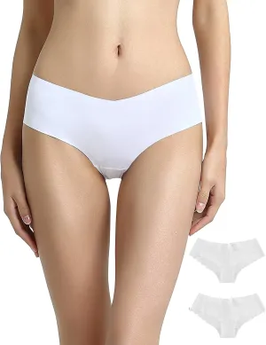 Vanever Women's No VPL Panties, 2 Pack, Invisible Hipster Underwear, Low Rise Bikini Underwear