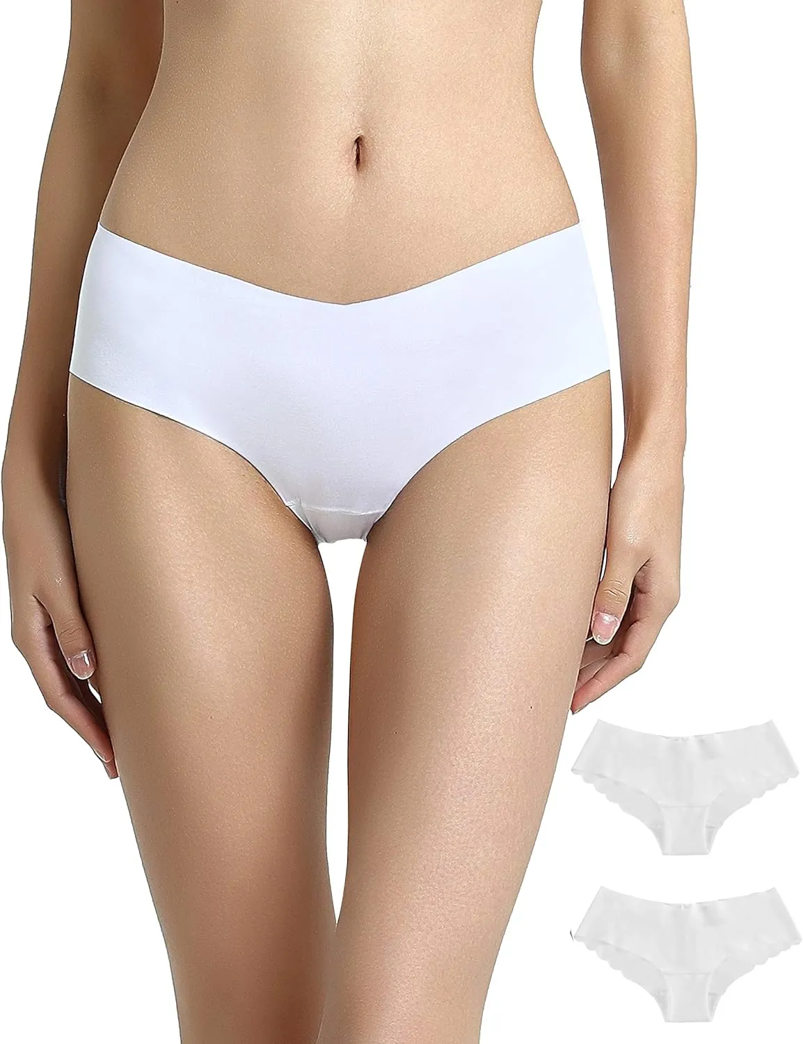 Vanever Women's No VPL Panties, 2 Pack, Invisible Hipster Underwear, Low Rise Bikini Underwear