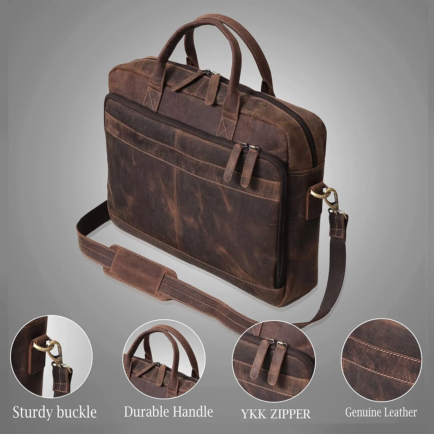 VC VINTAGE COUTURE Leather briefcase bag for men Leather Laptop Bags For Men and Women Travel Messenger Bag