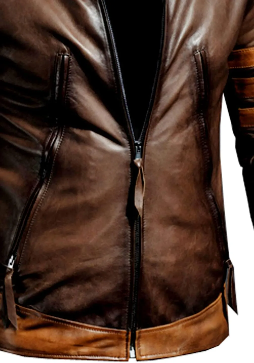 VearFit X-Men wolverine Superhero Real Brown Leather Jacket Men