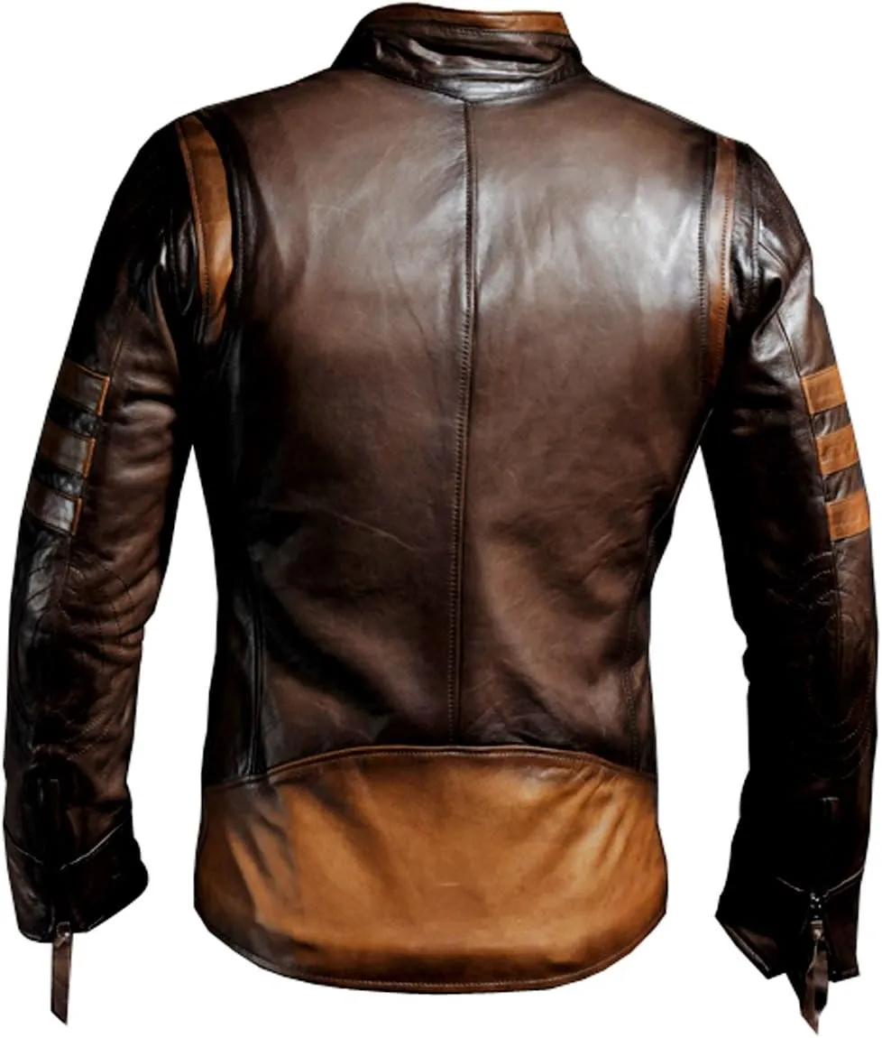 VearFit X-Men wolverine Superhero Real Brown Leather Jacket Men