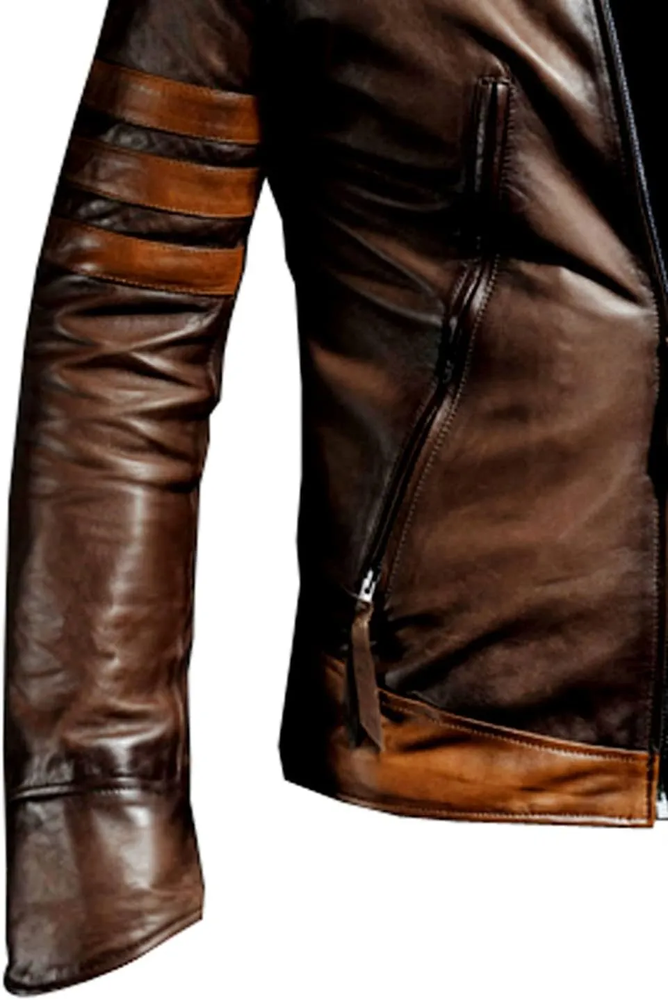 VearFit X-Men wolverine Superhero Real Brown Leather Jacket Men