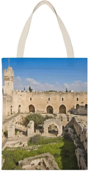 Versatile Tote Bag, Israel at The Tower of David Print All-purpose Tote Bag Canvas Tote Bag Fashion Canvas Bag Multipurpose Canvas Bag