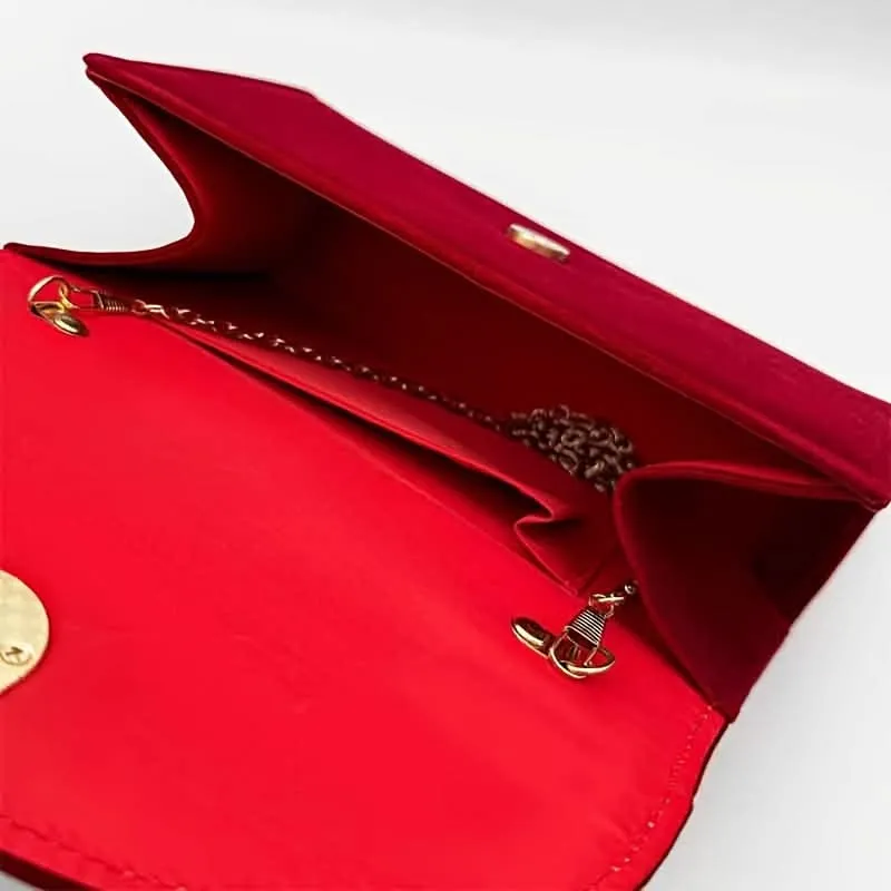 Vintage Burgundy Velvet Clutch with Pearl Handle