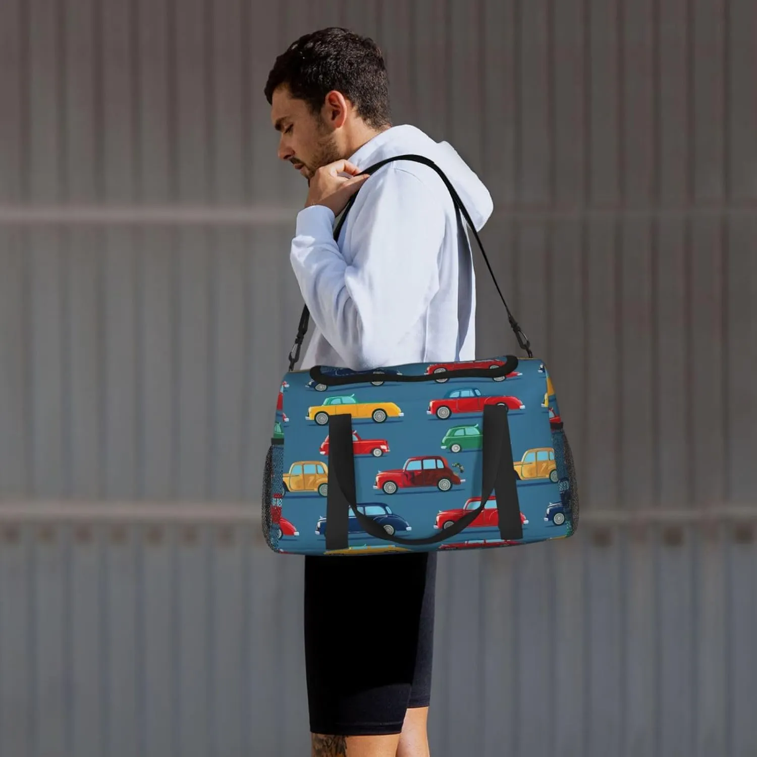 Vintage Cars Duffle Bag Foldable Travel Tote Bag Carry On Large Weekender Overnight Bags Waterproof Gym Bag For Women Men