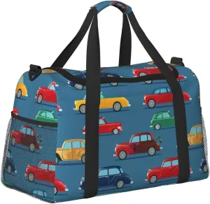 Vintage Cars Duffle Bag Foldable Travel Tote Bag Carry On Large Weekender Overnight Bags Waterproof Gym Bag For Women Men
