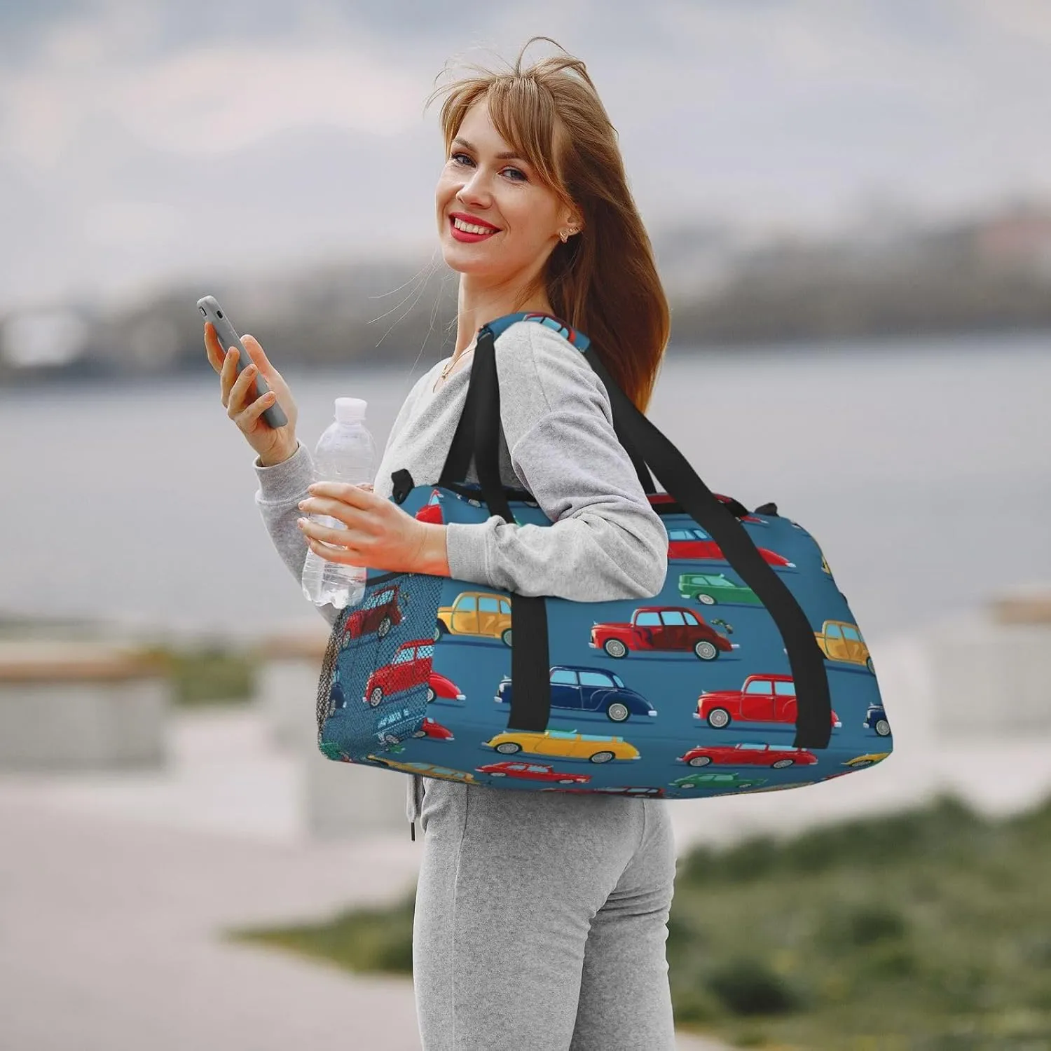 Vintage Cars Duffle Bag Foldable Travel Tote Bag Carry On Large Weekender Overnight Bags Waterproof Gym Bag For Women Men