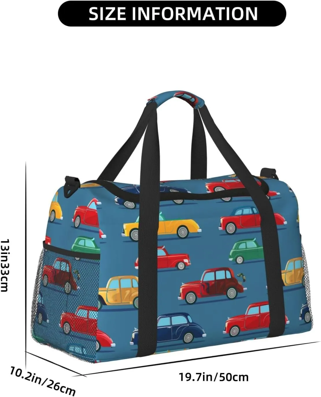 Vintage Cars Duffle Bag Foldable Travel Tote Bag Carry On Large Weekender Overnight Bags Waterproof Gym Bag For Women Men