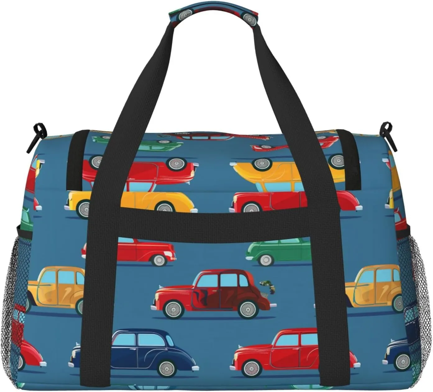 Vintage Cars Duffle Bag Foldable Travel Tote Bag Carry On Large Weekender Overnight Bags Waterproof Gym Bag For Women Men