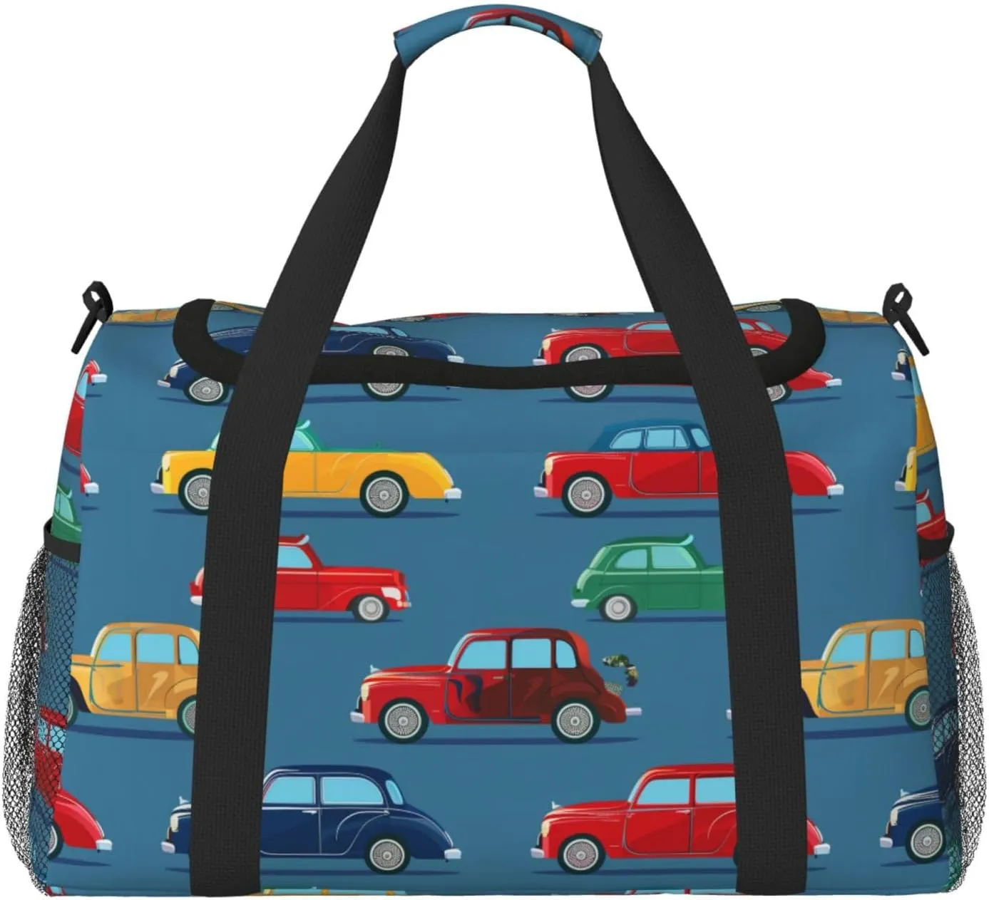 Vintage Cars Duffle Bag Foldable Travel Tote Bag Carry On Large Weekender Overnight Bags Waterproof Gym Bag For Women Men
