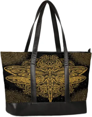 Vintage Dragonfly Mandalas Laptop Tote Bag for Women Lightweight Work Purse with Multiple Compartments Fits 13-15.6 Inch Laptop Tablet Shoulder Bag for Office Travel Daily Use