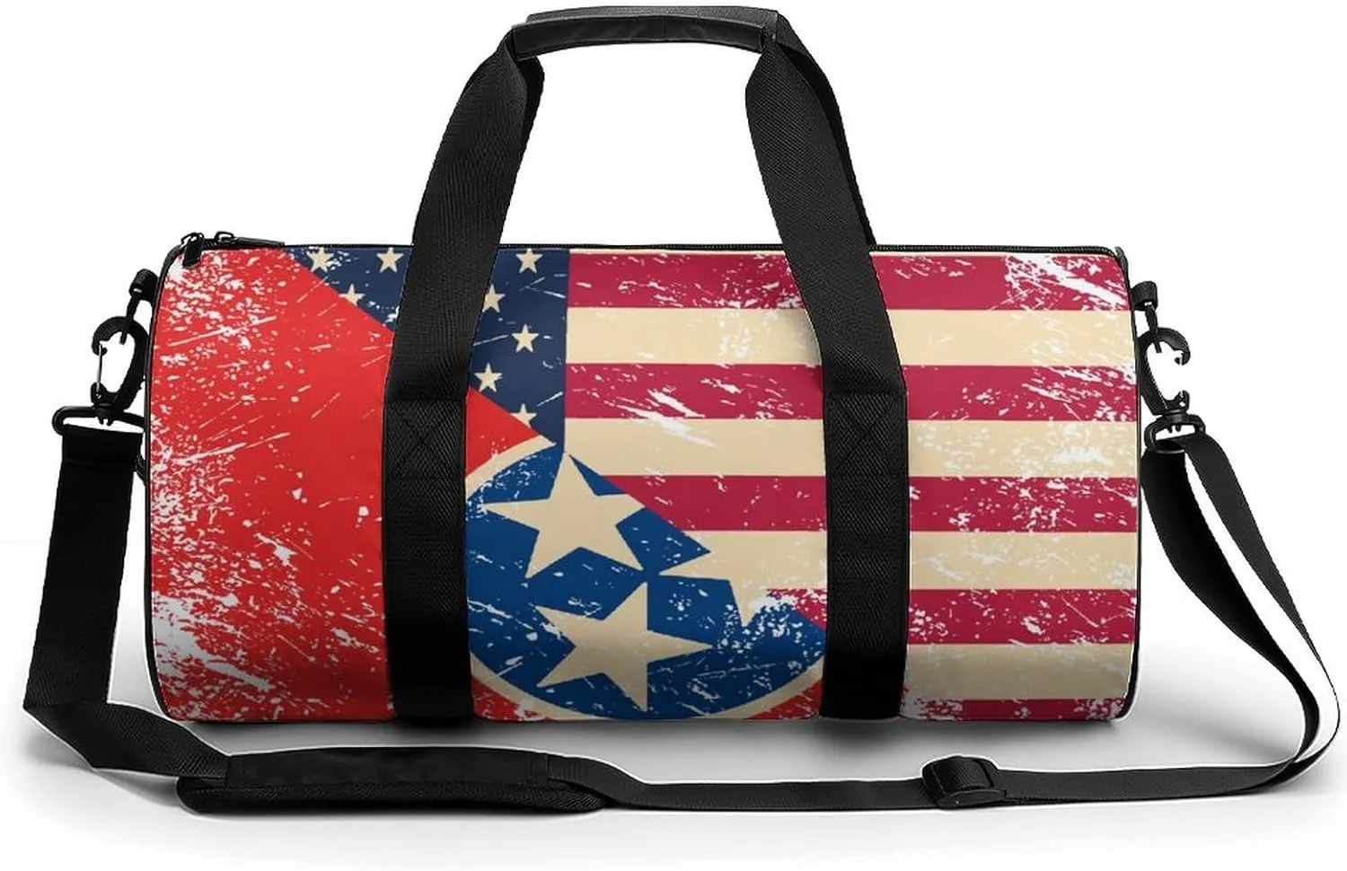 Vintage U.S.A And Tennessee State Flag Compact Gym Bag Travel Duffel Bags Lightweight Foldable Sports Tote Gymbag