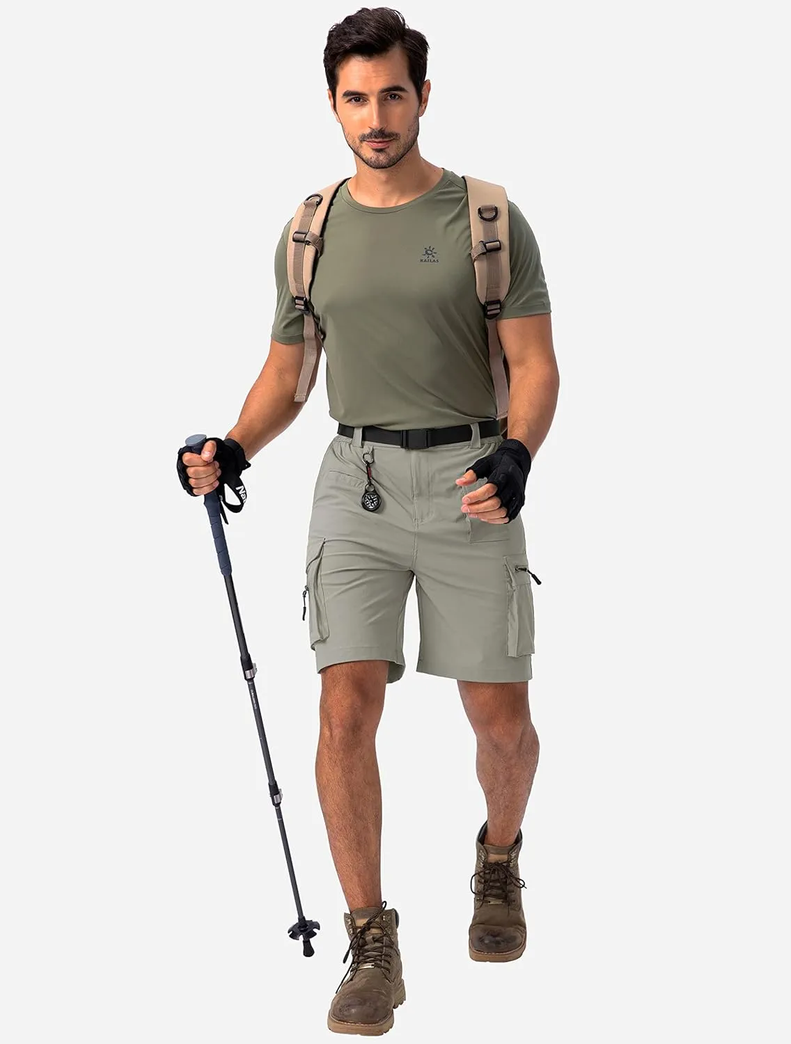 Viodia Men's Hiking Cargo Shorts Stretch Tactical Shorts for Men with 8 Pockets Quick Dry Lightweight Shorts for Work Fishing