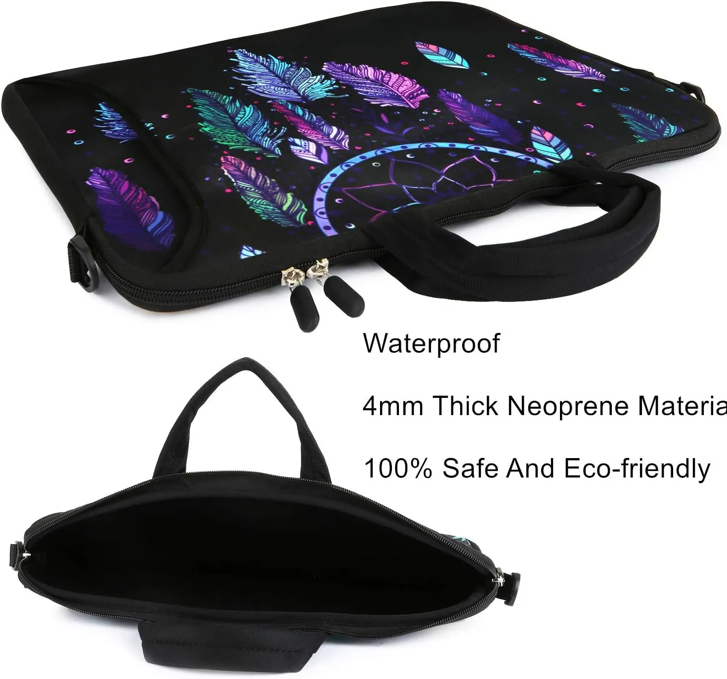 Violet Mist 14 Inch Laptop Shoulder Bag Carrying Case Laptop Sleeve 15 15.4 15.6 Inch Computer Messenger Bag Neoprene Waterproof Protective Tablet Handbag Handle Shoulder Strap, Dreamcatcher