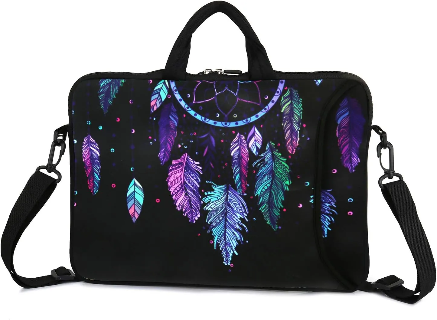 Violet Mist 14 Inch Laptop Shoulder Bag Carrying Case Laptop Sleeve 15 15.4 15.6 Inch Computer Messenger Bag Neoprene Waterproof Protective Tablet Handbag Handle Shoulder Strap, Dreamcatcher