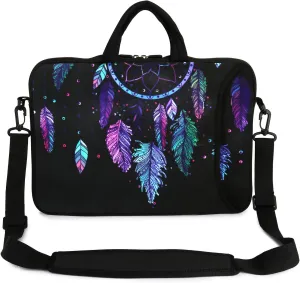 Violet Mist 14 Inch Laptop Shoulder Bag Carrying Case Laptop Sleeve 15 15.4 15.6 Inch Computer Messenger Bag Neoprene Waterproof Protective Tablet Handbag Handle Shoulder Strap, Dreamcatcher