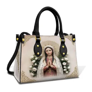 Virgin Mary Leather Handbag For Women, Vintage Virgen de Guadalupe Crossbody Bag Purse Chic Satchel Shoulder Bag with Strap for Travel Work, Our Lady of Guadalupe Religious Gift for Girl Her Friend Sister (Black Strap)