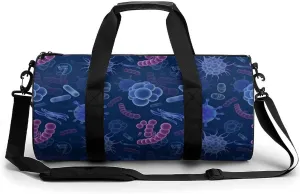 Viruses and Microbes Small Gym Bag for Men Women Swim Dance Travel Tote Duffle Bags with Shoulder Strap
